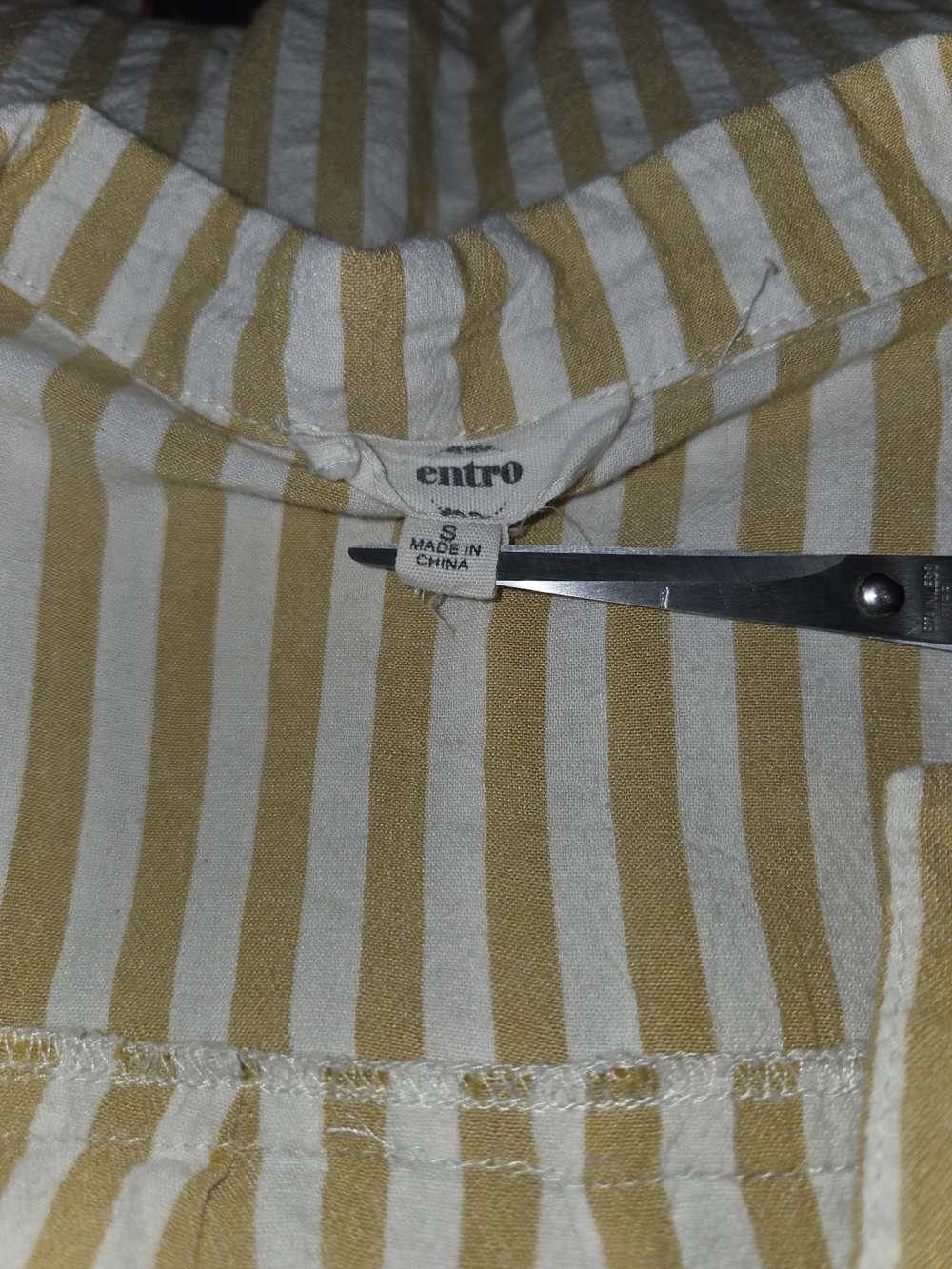 entro Cream and Beige Striped Button-Front Midi Dress Size S - Picture 5 of 5